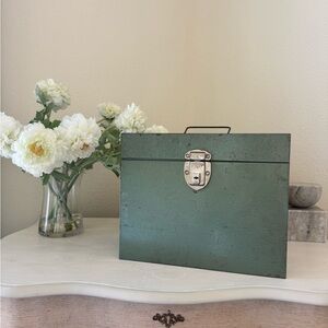 Vintage Metal Green Distressed File Container